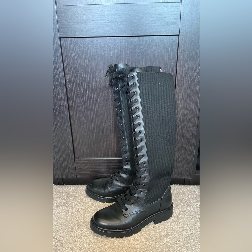 Sam Edelman Black Lace-Up Knee Boots